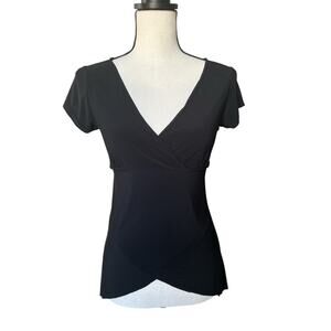 Dynamite Short Sleeve V-Neck Top Women's Small Y2K Made in USA Waist Tie Stretch